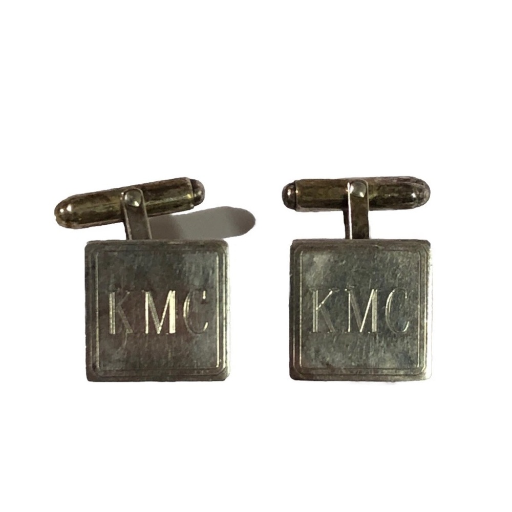 Vintage 925 Sterling Silver Cufflinks Monogram “KMC” Men’s Jewelry 10g